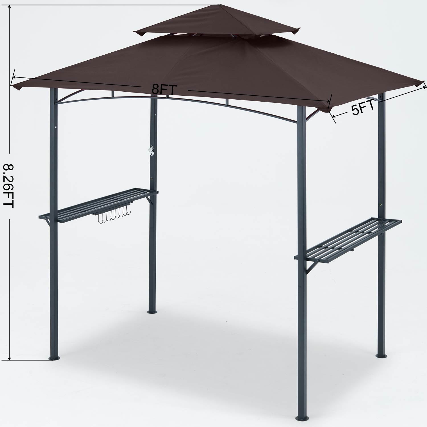 Brown Outdoor BBQ Grill Gazebo with LED Light O424592