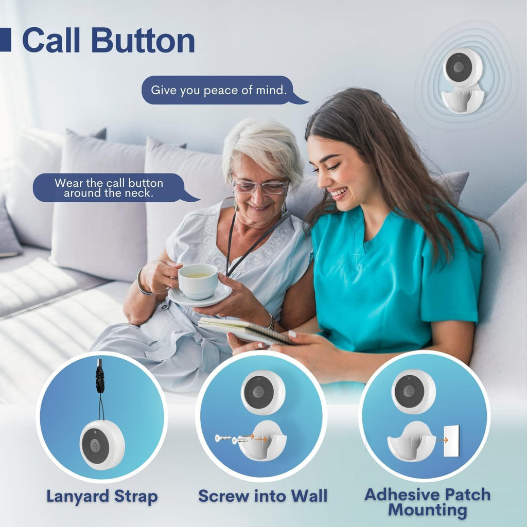 Wireless Calling System, 10 Waterproof Call Buttons with 1 Monitoring Unit, White Y3076