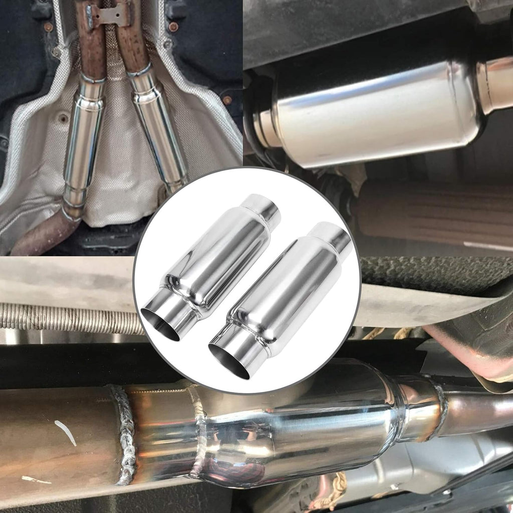 3" Inlet 3" Outlet Stainless Steel Exhaust Muffler Resonator, 12" Overall Length, Pack of 2 S607924