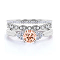 2.25 Carat Round Cut Morganite And Diamond Moissanite Engagement Ring in 10k Solid White Gold Z504
