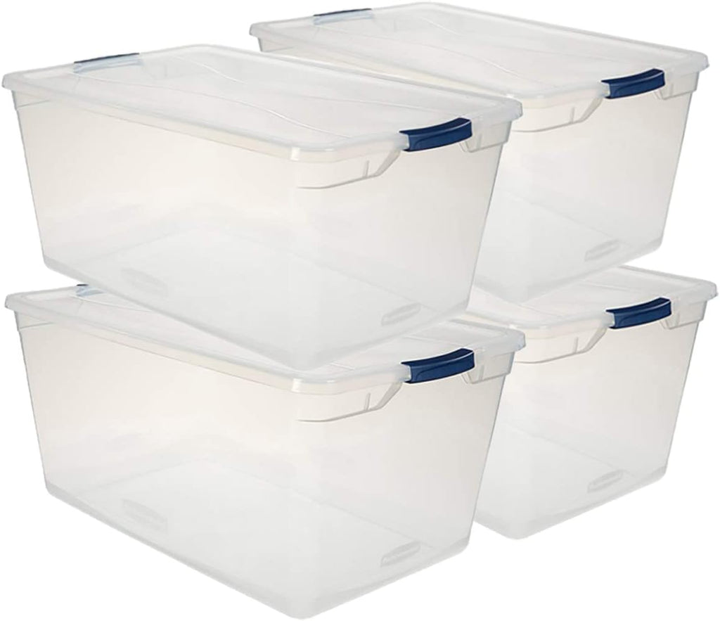 Clear 41 QT Pack of 4 Stackable Plastic Storage Containers with Latching Lids C69420