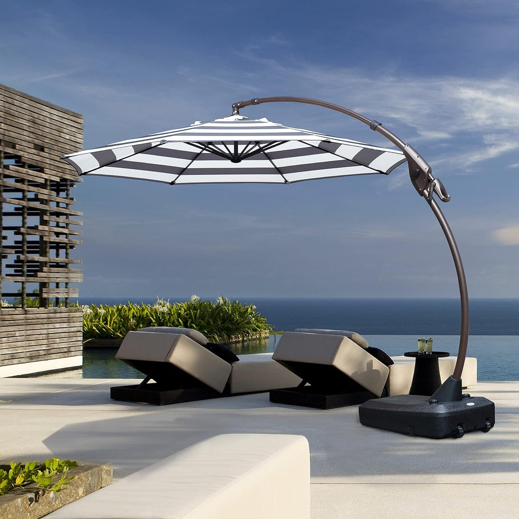 11 FT Curvy Aluminum Offset Umbrella with Base D752876