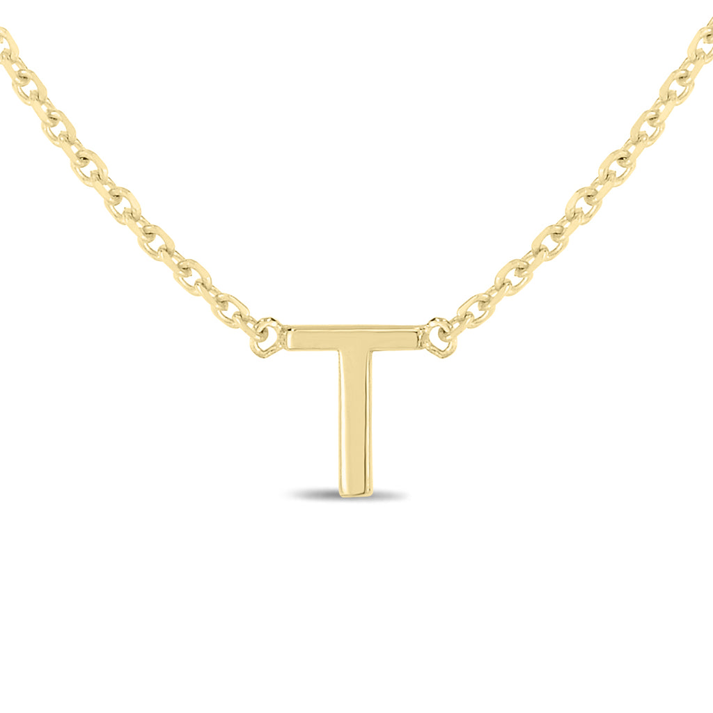 14K Solid Yellow Gold Initial Necklace L226