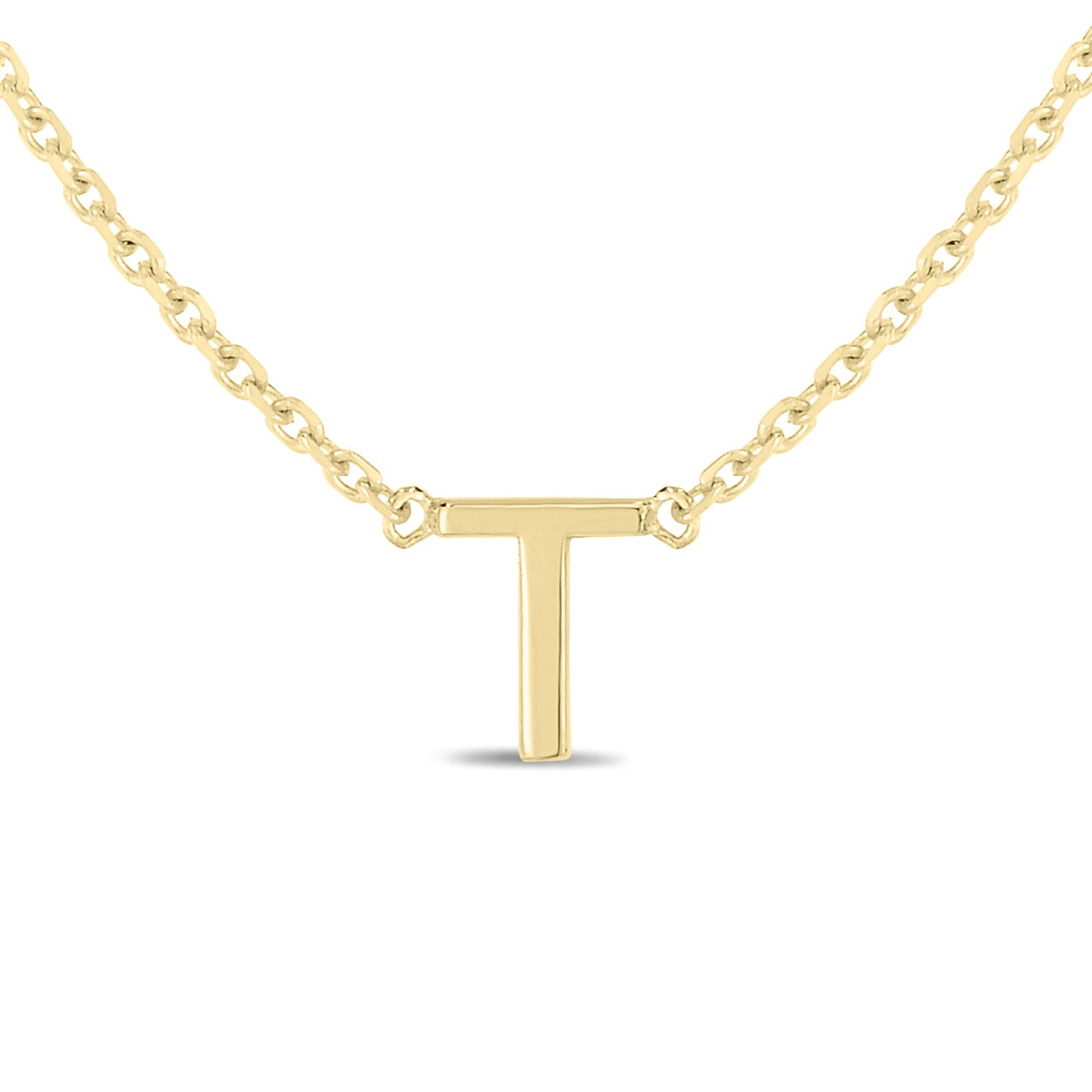 14K Solid Yellow Gold Initial Necklace L226