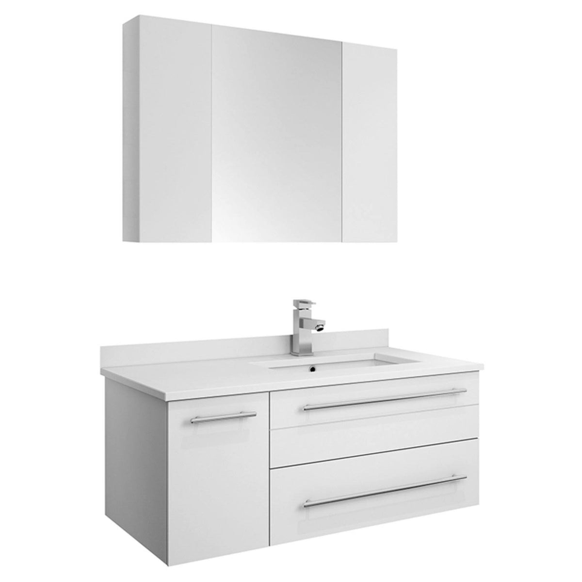 White Left Version Wall Hung Undermount Sink D6575