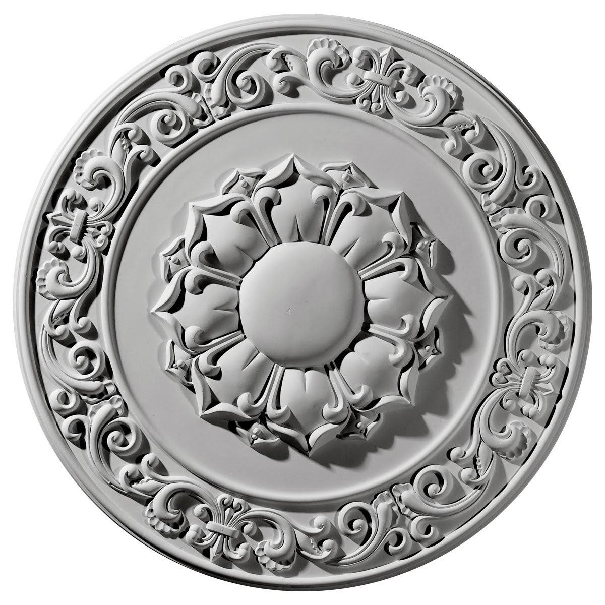 27 3/4x22OD x 2x22P Hand-Painted Silver Ceiling Medallion T930111