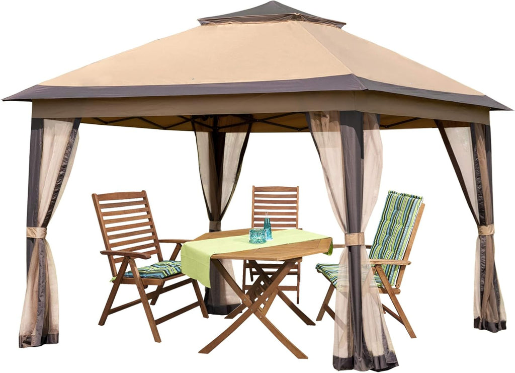 11x11 Grey Outdoor Pop up Gazebo with Mosquito Netting I72901
