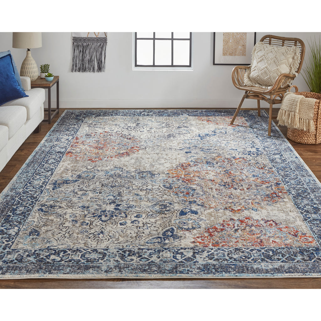 Blue/Ivory/Red Area Rug O3480