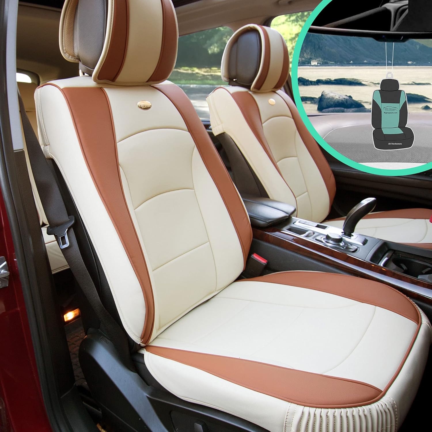 Faux Leather Car Seat Covers Front Set Solid Gray L3785