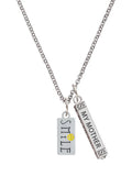 Silvertone Smile Rectangle Bar Charm Necklace, 23" V5363
