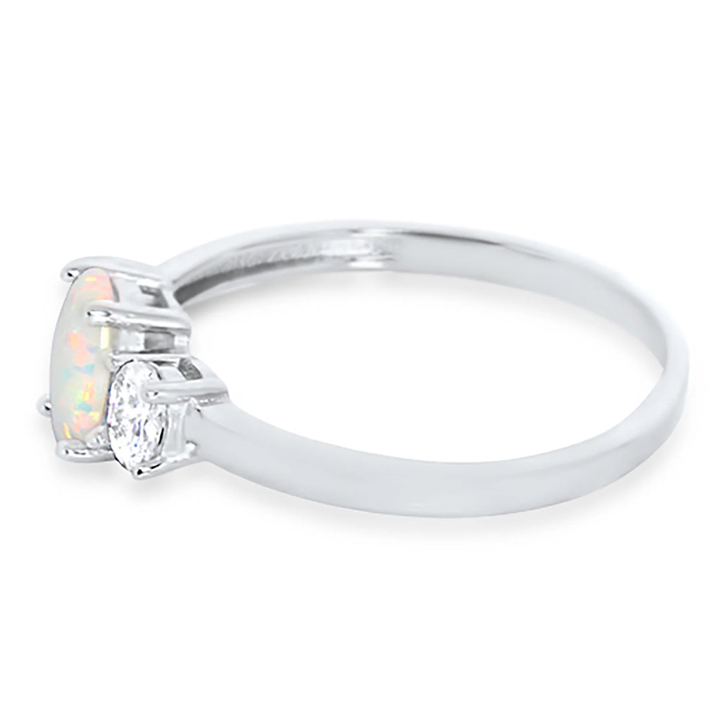 3 Stone Created Opal Ring Size 7 S6995