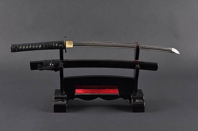 1045 Carbon Steel Japanese Samurai Wakizashi Sword with Wooden Scabbard N3343