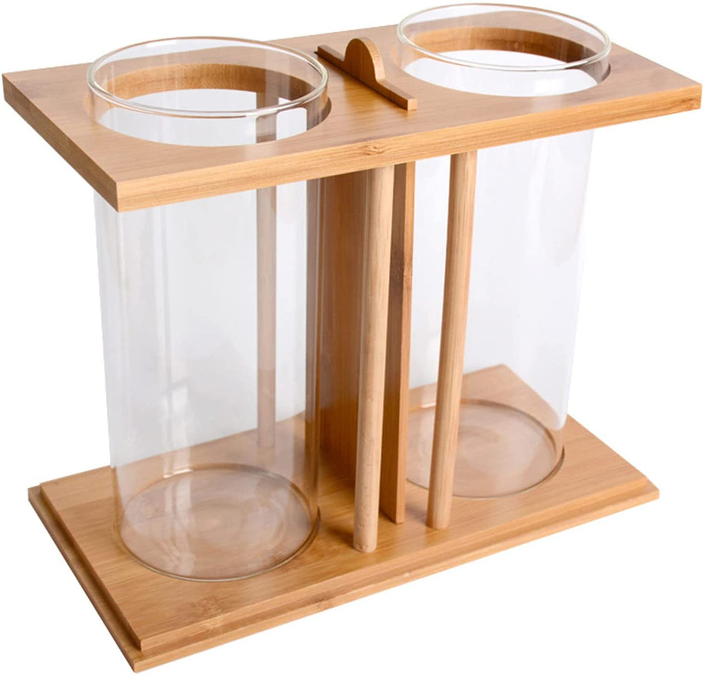 Bamboo Fish Bowl Glass Aquarium Mini Fish Tank Q976