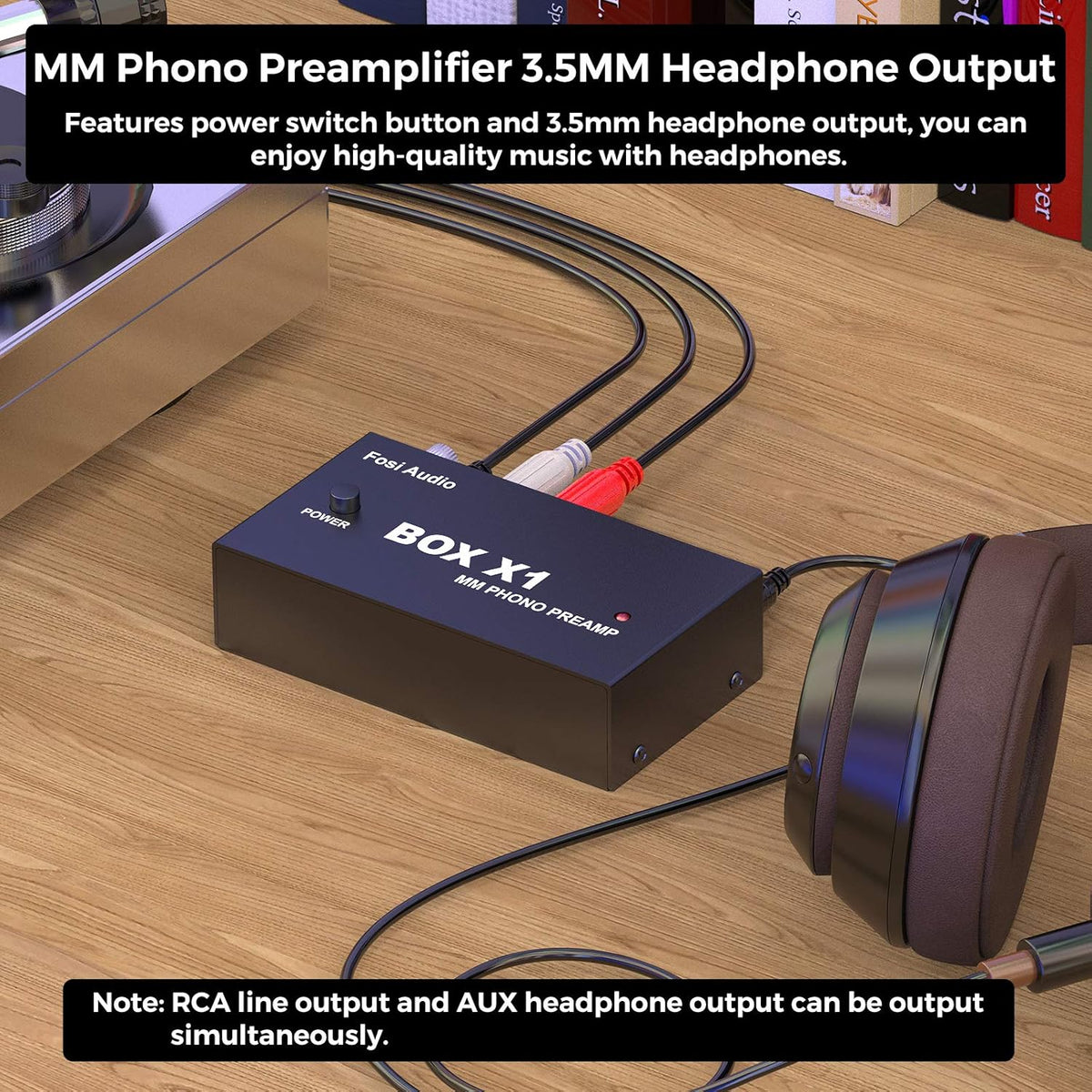 Phono Preamp with 3.5MM Headphone and RCA Output, DC 12V Power Supply, Pack of 2 W13746