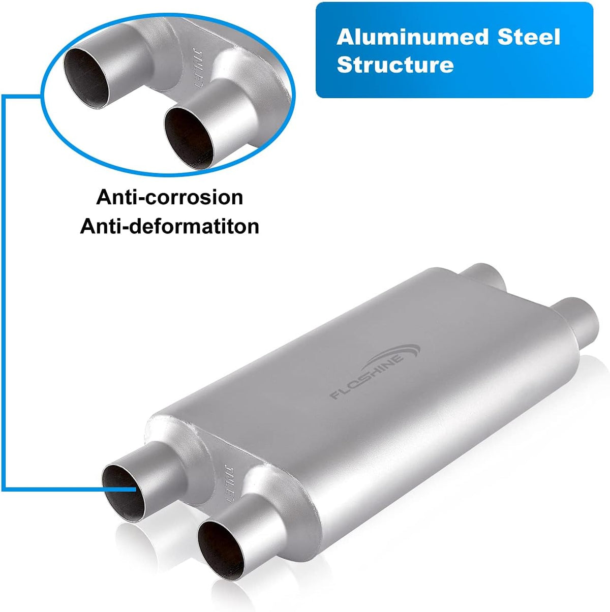 2.25 inch Inlet Outlet Performance Automotive Muffler Exhaust Pack of 2 D246921