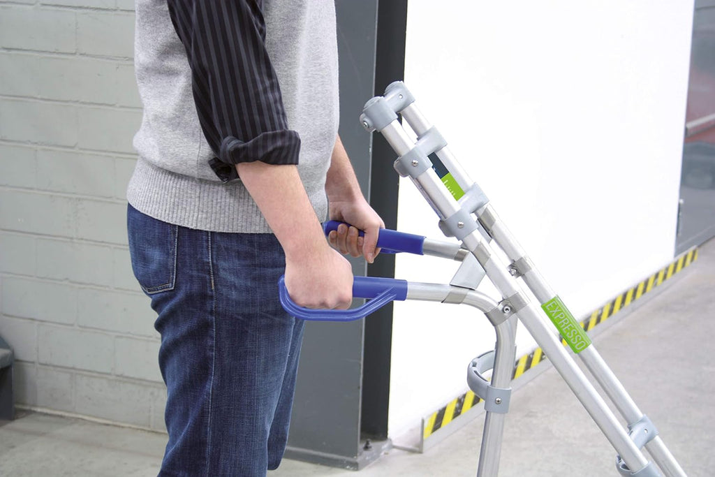Blue Aluminum Hand Truck with Folding Shovel, 570 Lbs. Capacity, Solid Rubber Tires Q821