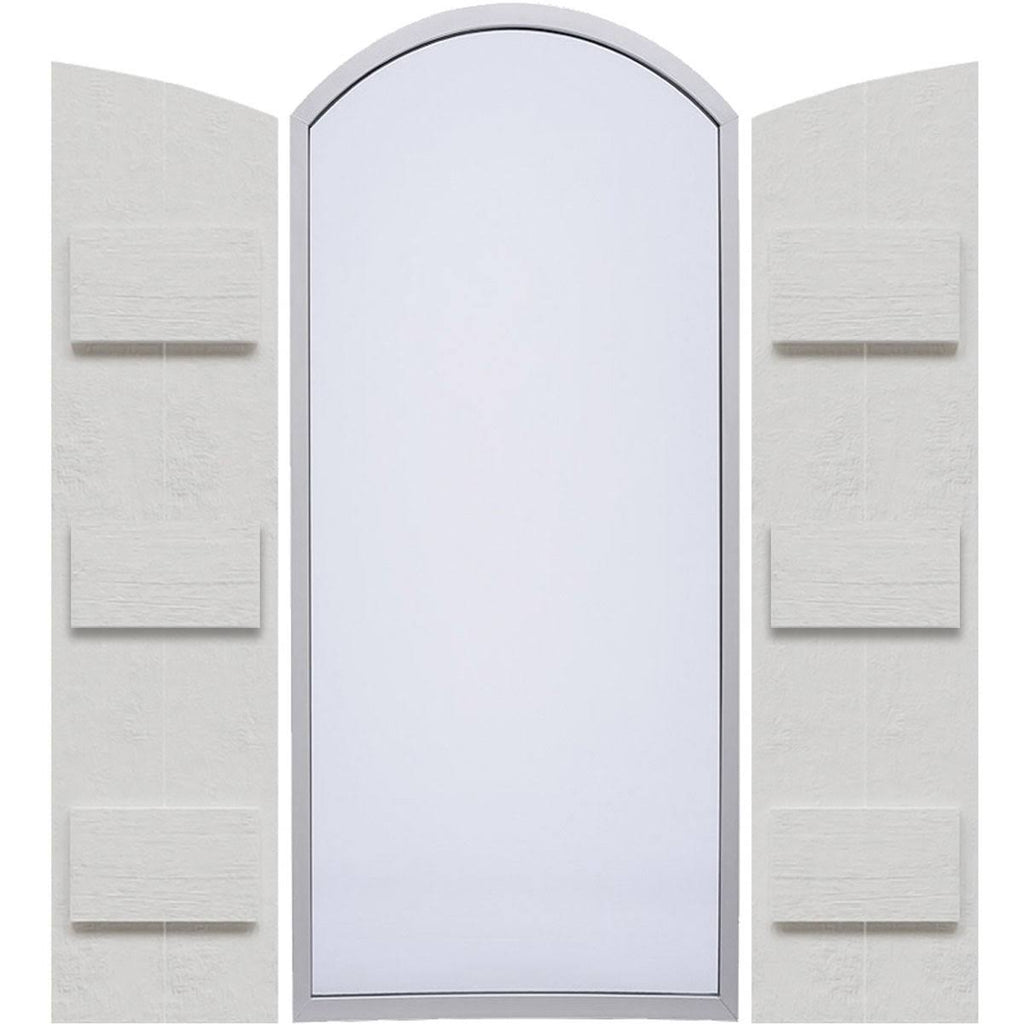 Rustic Faux Wood Shutters with Elliptical Arch Top P351999