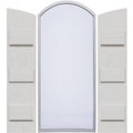 Rustic Faux Wood Shutters with Elliptical Arch Top P351999