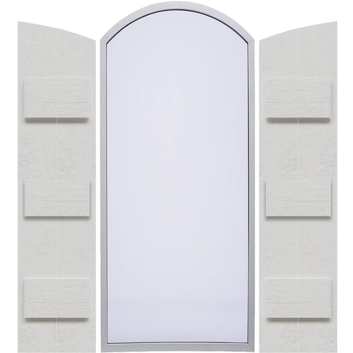Rustic Faux Wood Shutters with Elliptical Arch Top P351999