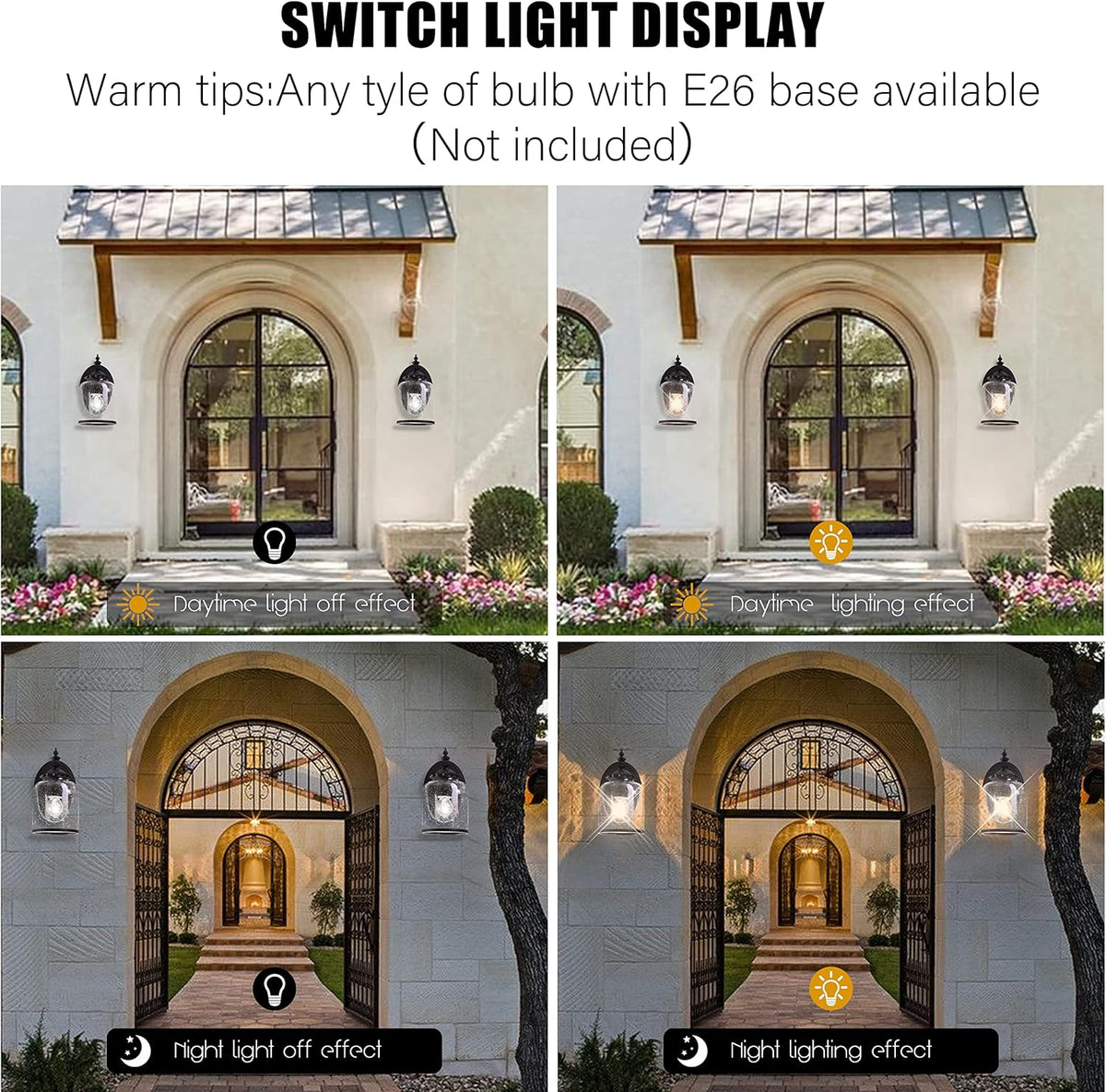Farmhouse Exterior Lantern with Glass, Die Casting Aluminum 1-Light Wall Light A339
