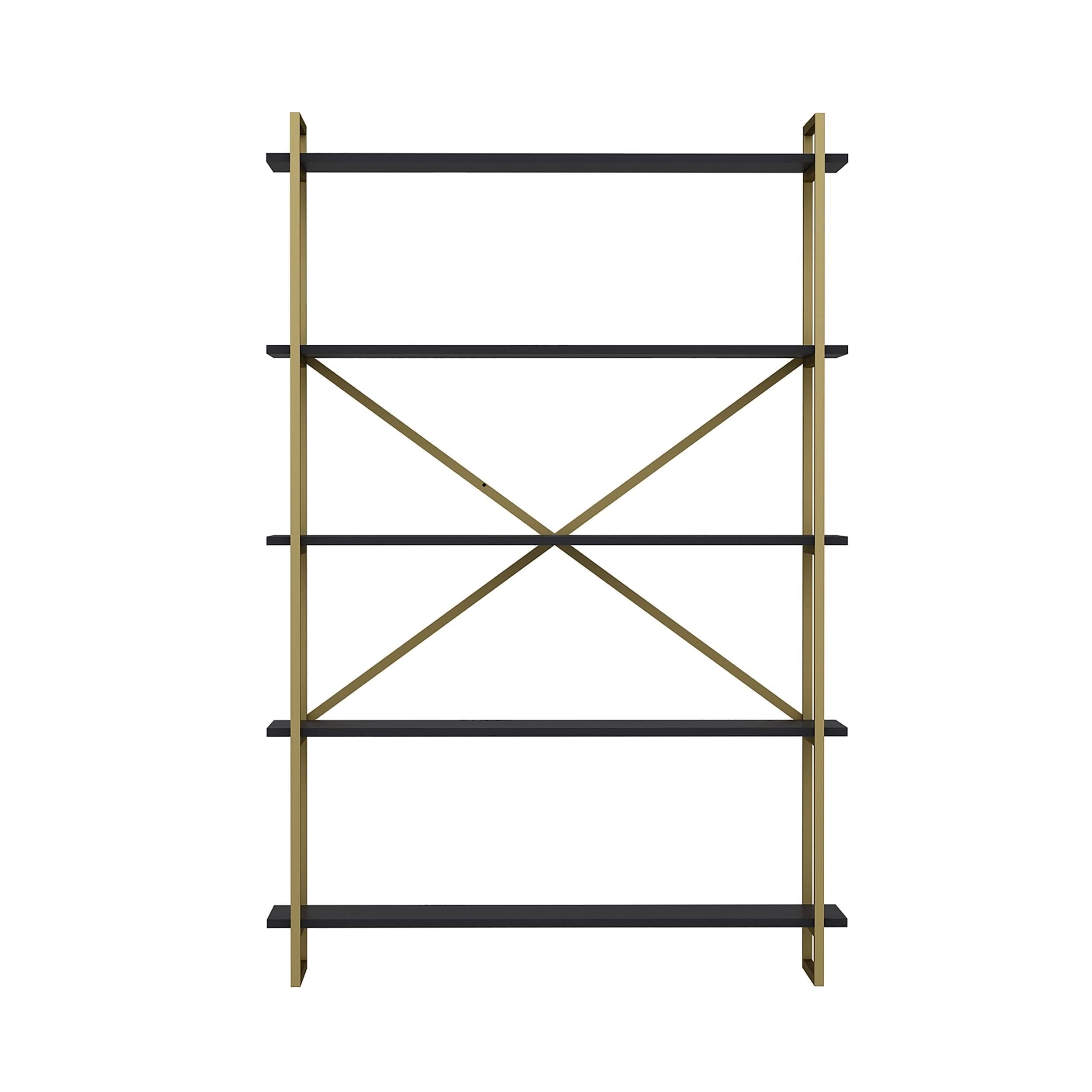 Modern Bookcase Anthracite Gold M66725