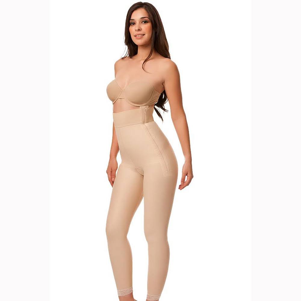 High Waist Girdle with Zippers Ankle Beige - 3XL B38325