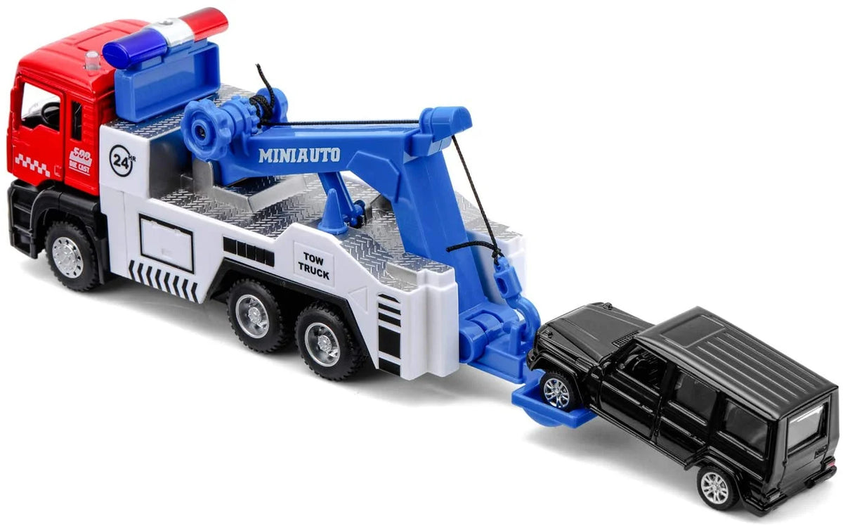 Toy Tow Truck Pull Back Toy Cars with Lights and Sound P233476