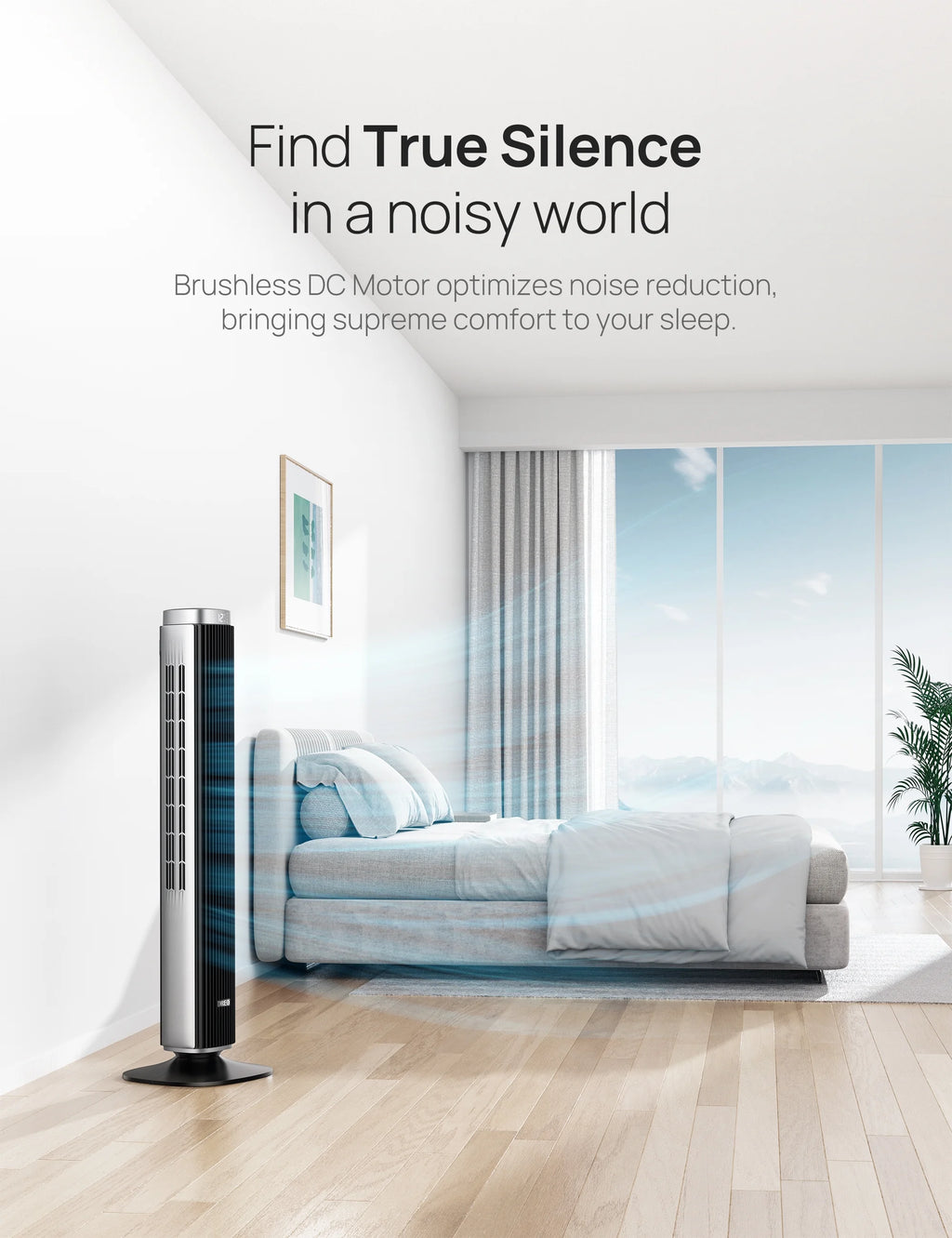 42" Tower Fan with Remote, 25 DB Quiet DC Bladeless Fan B5483