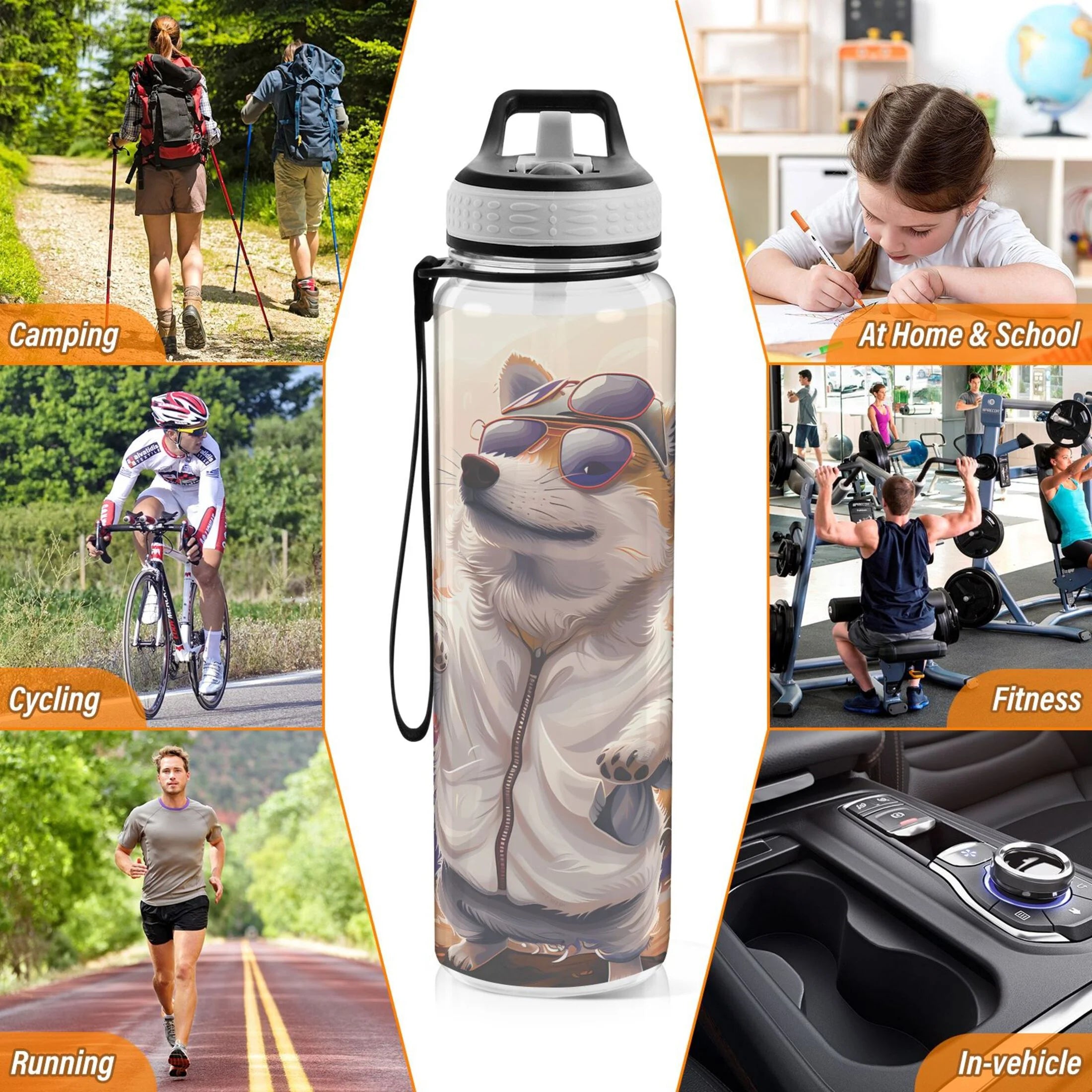 32oz Clear Tritan Sports Water Bottle with Straw U6931