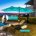 15ft Double-Sided Patio Solar Umbrella with Tilt and Crank, Blue V612