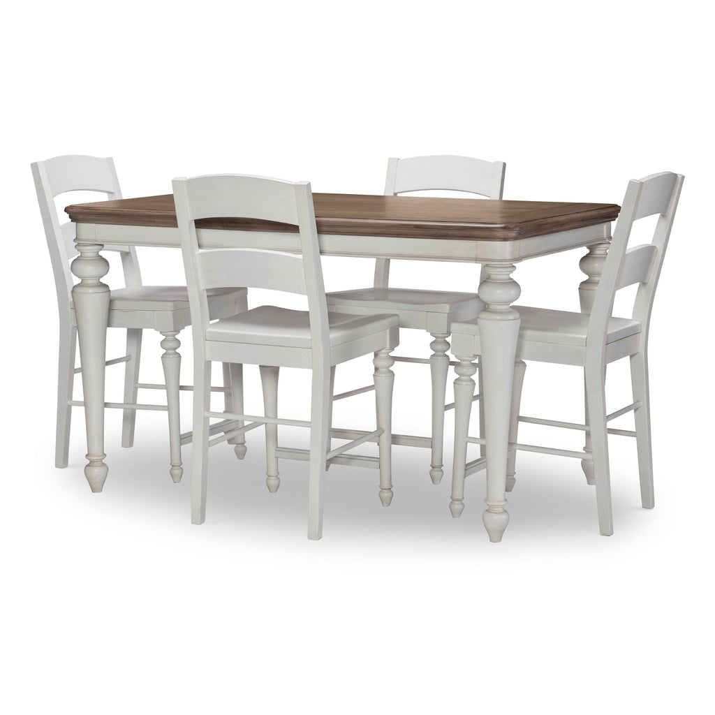 Aged Taupe Rustic White Pub Table P5384