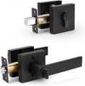 Matte Black Solid Steel Entry Door Handle Set with Deadbolt and Lever, Pack of 2 N3091