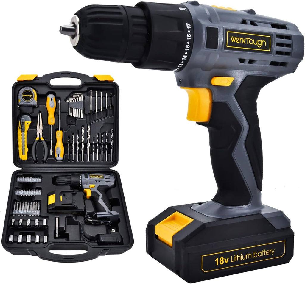 77PCS 18/20V Cordless Drill Screwdriver Tool Set E58139