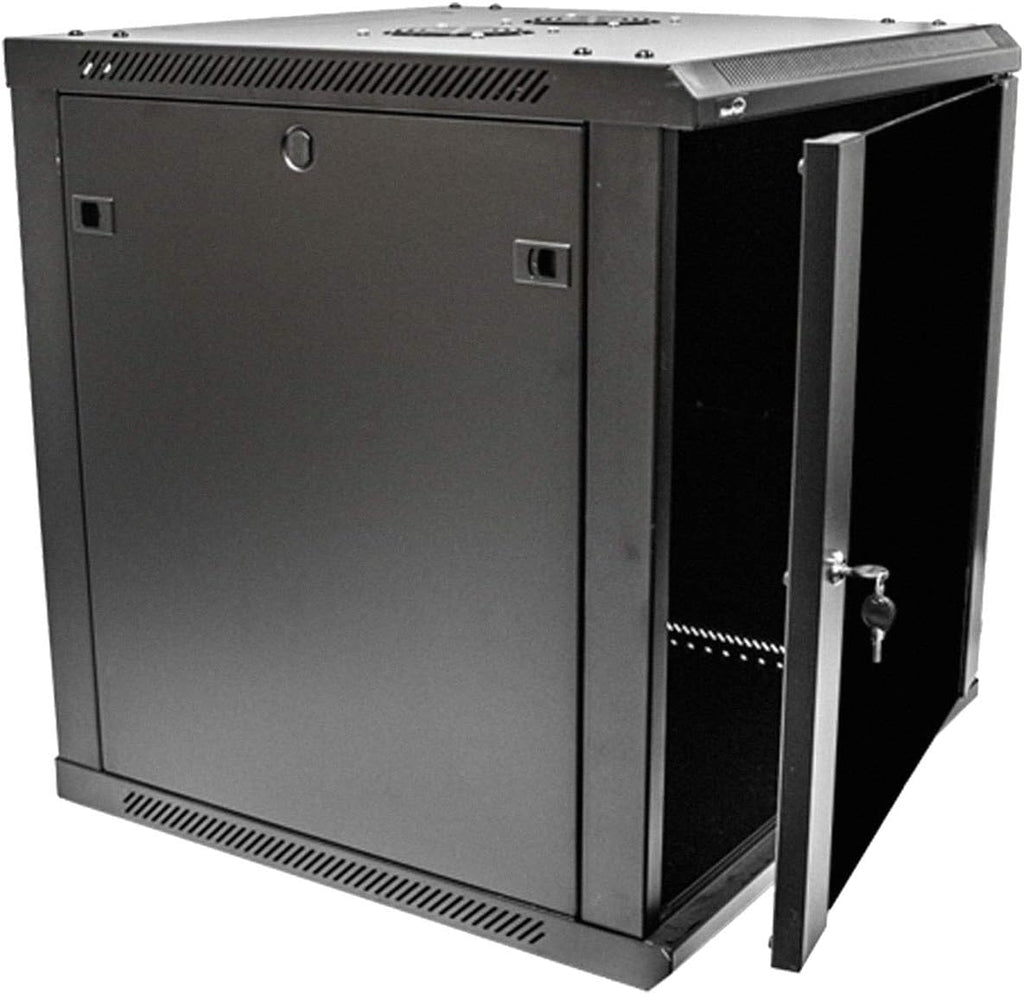 12U Wallmount Cabinet Enclosure 19-Inch Server Network Rack with Locking Glass Door Black M517