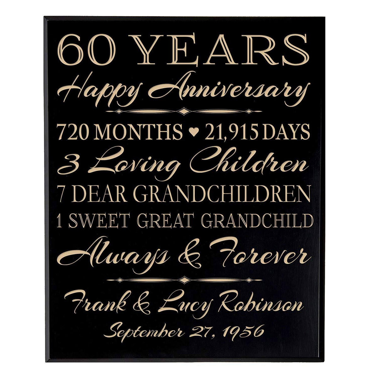 60th Anniversary Wall Plaque Black Veneer Wood A613775