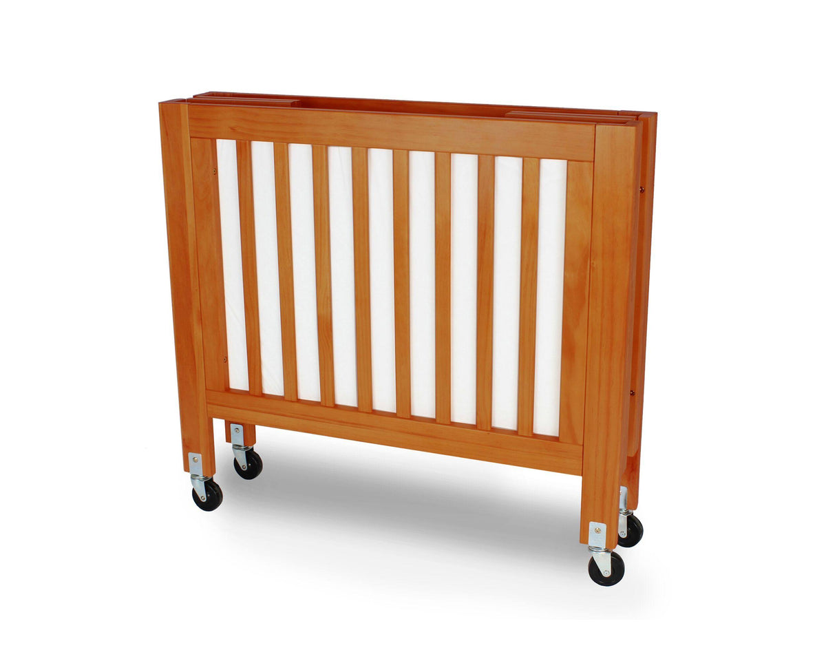 Brown Foldable Wood and Metal Crib with Casters G715