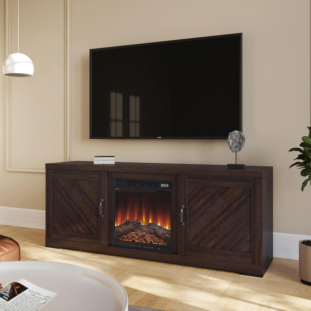 Gray Wash TV Stand with Two Shelves and Storage Cabinets U564