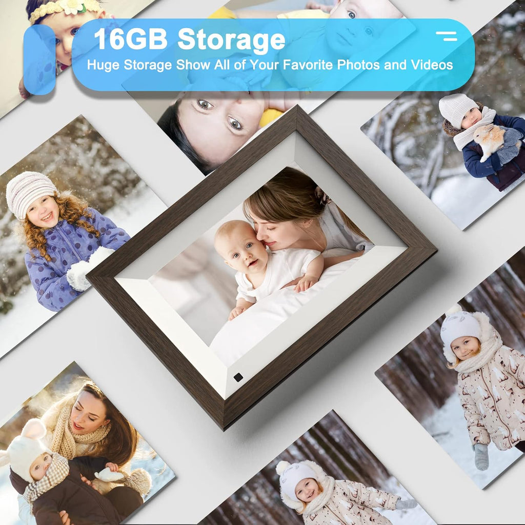8-inch WiFi Digital Picture Frame Wood 16GB Wall Mountable G786124