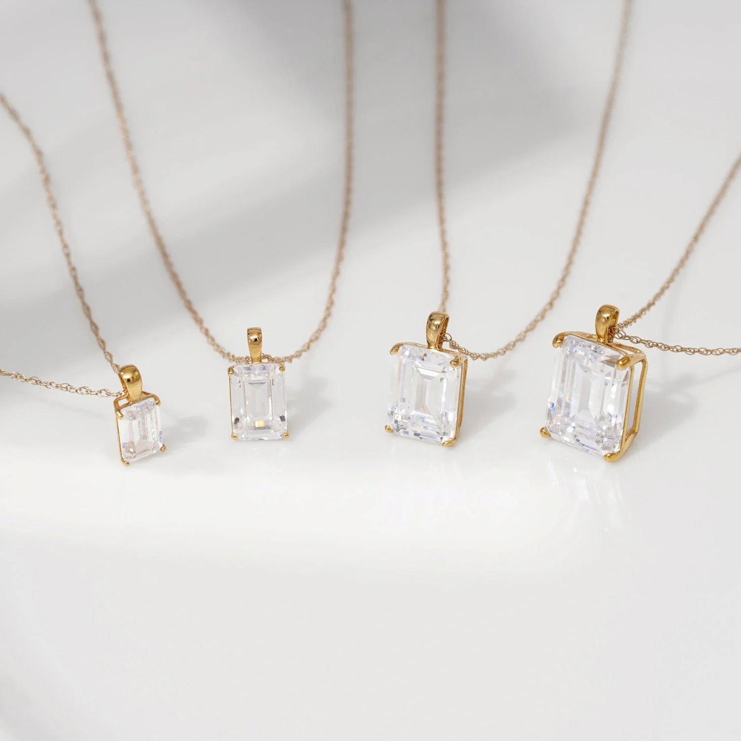 10K Yellow Gold Emerald Cut Solitaire Necklace H964585