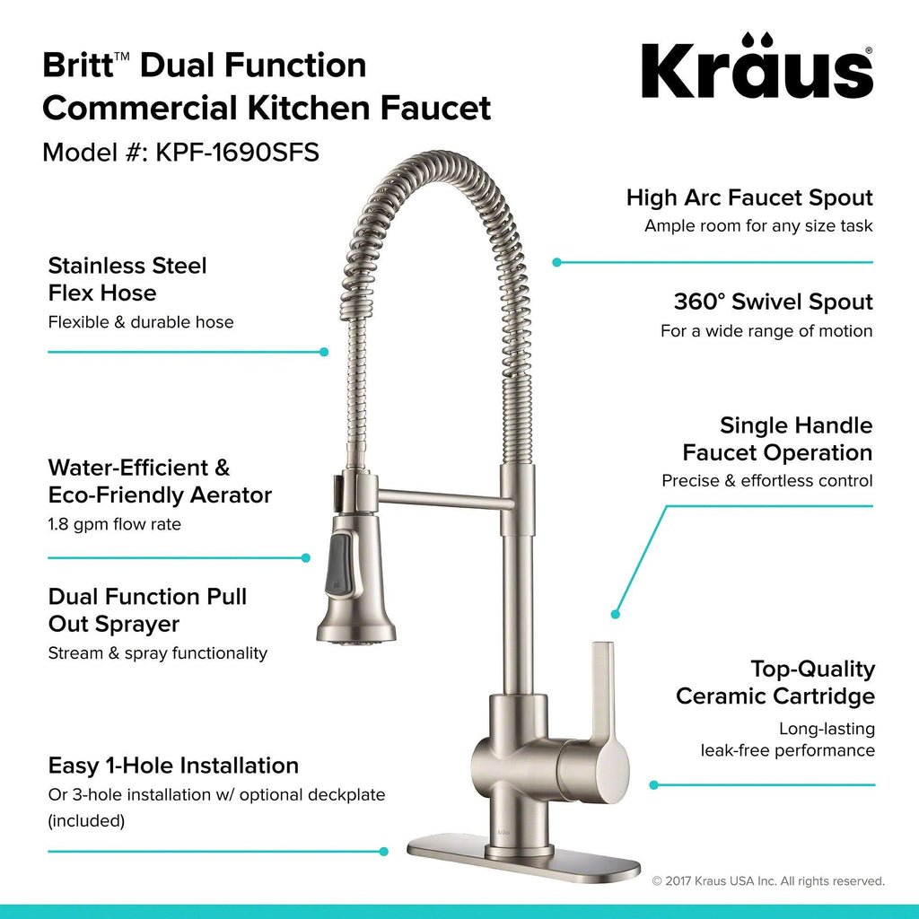 Brushed Gold & Matte Black Commercial Kitchen Faucet with Dual Function Sprayhead Y4658