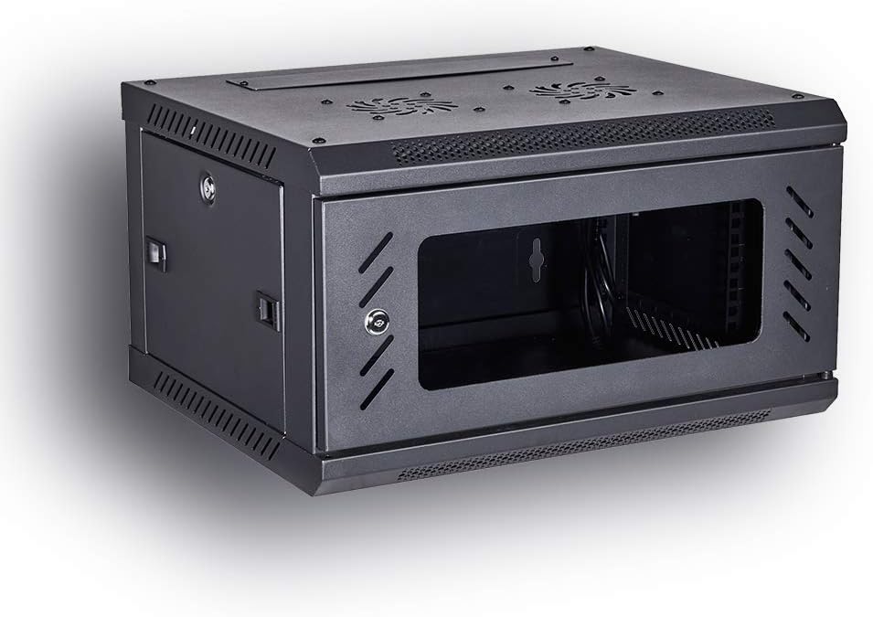 BLACK 06U 19-Inch Server Network Rack with Locking Glass Door T726488