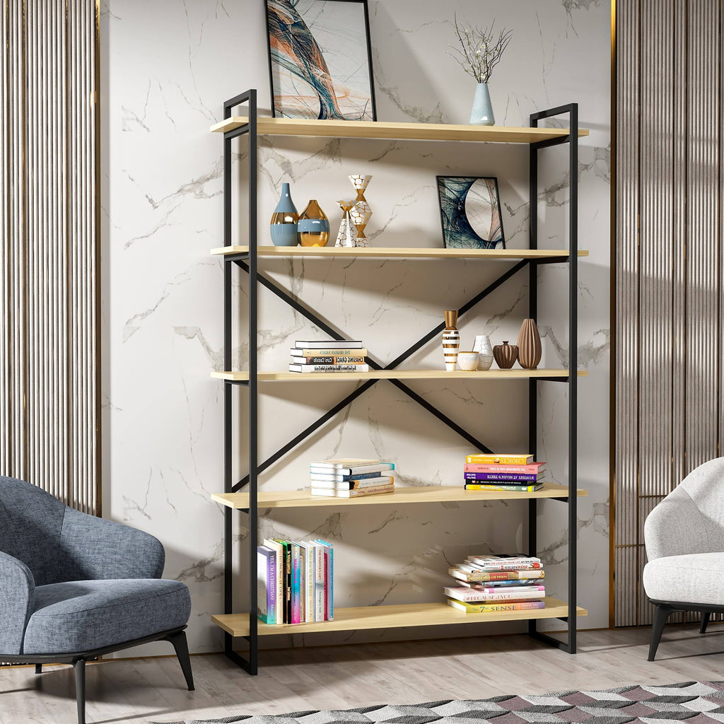 Modern Bookcase Anthracite Gold M66725