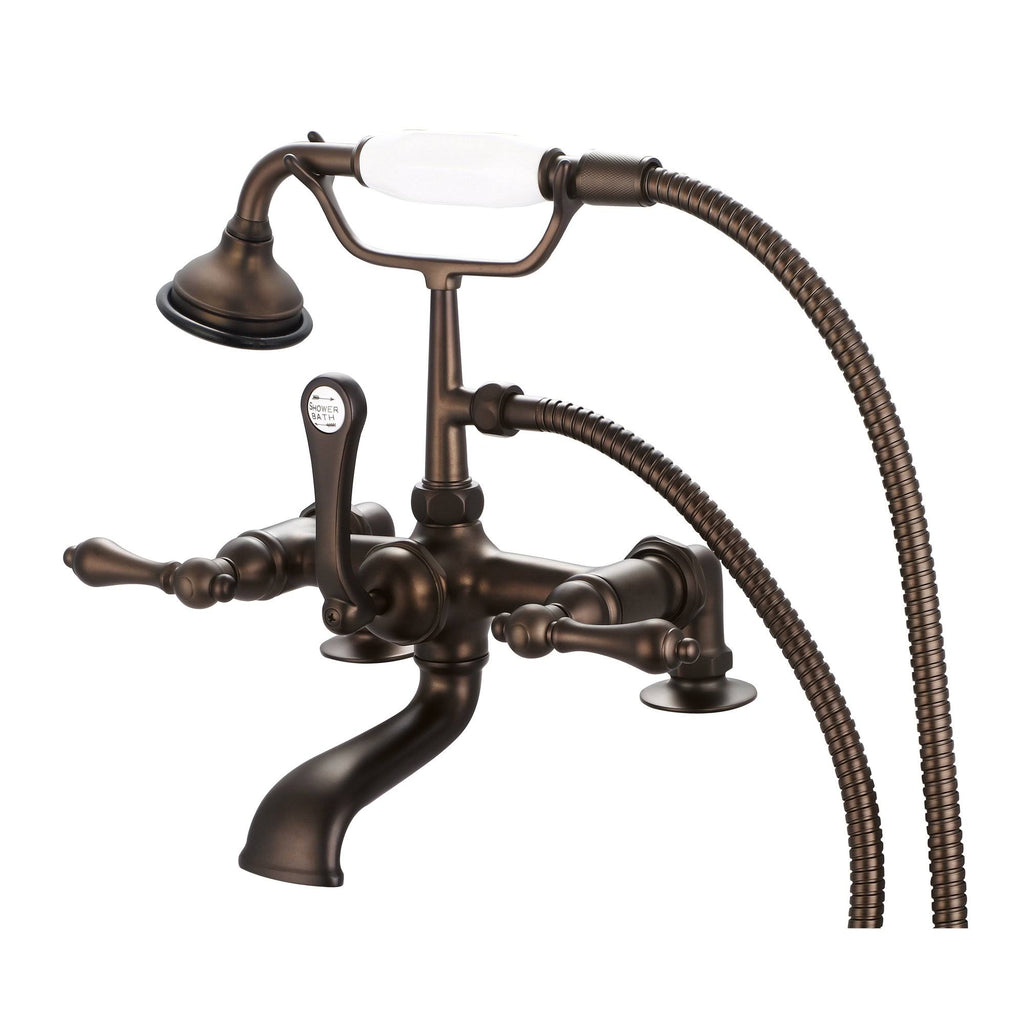 Oil-Rubbed Bronze Deck Mount Tub Faucet with Handheld Shower B27185