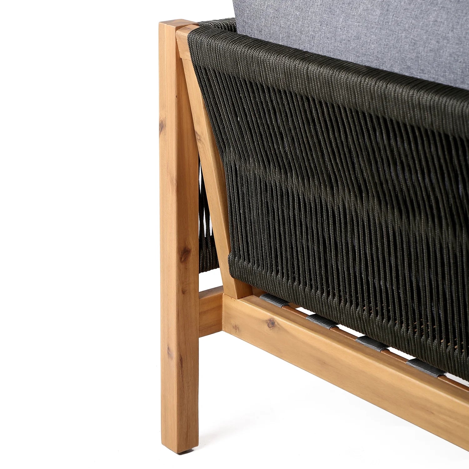 Natural Wood & Fabric Outdoor Patio Sofa P68832