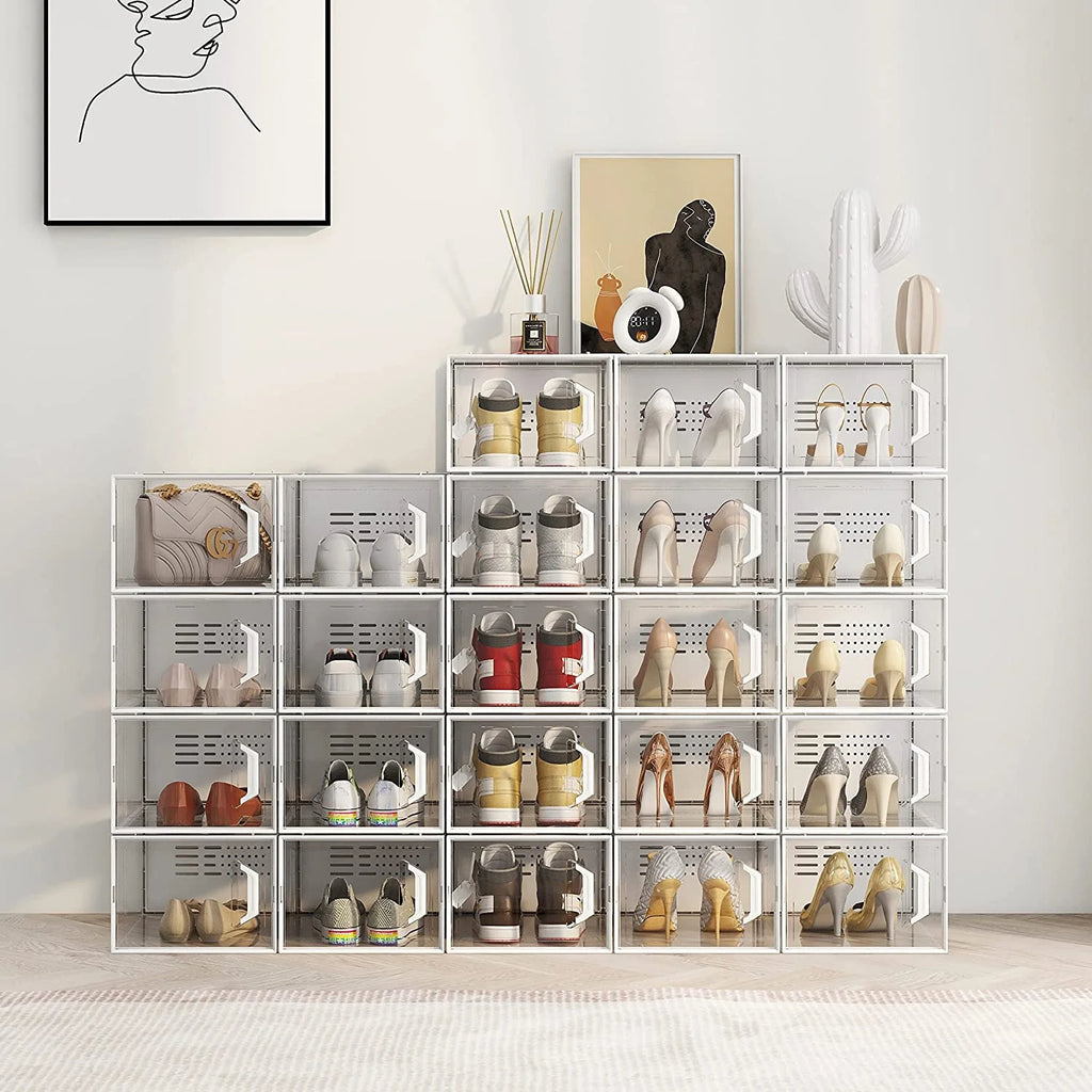 X-Large Shoe Storage Box 12 Pack Stackable Breathable B335605