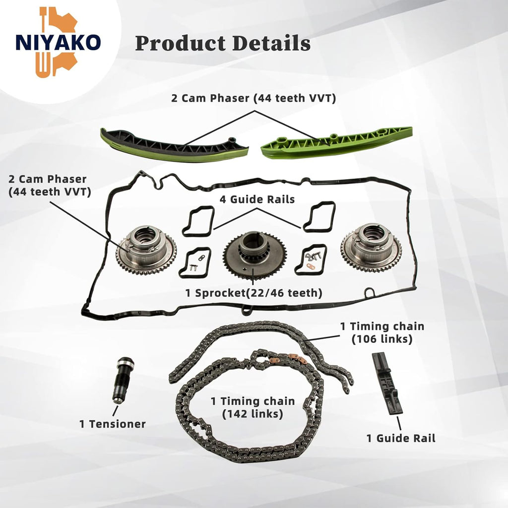 Timing Chain Kit with Camshaft Adjuster and Camshaft Timing Gear Q3472