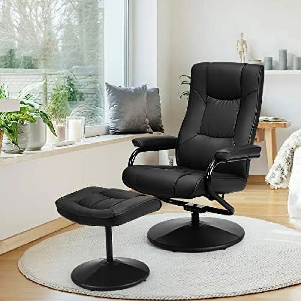 Gray PU Leather Recliner Chair with Ottoman L42888