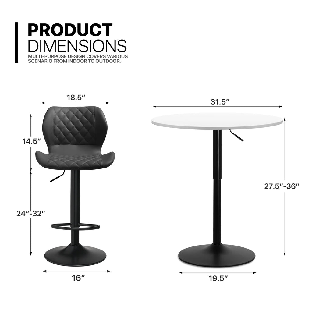 3 Piece Bar Dining and Chair Set with Counter Height Bar Stools H6325