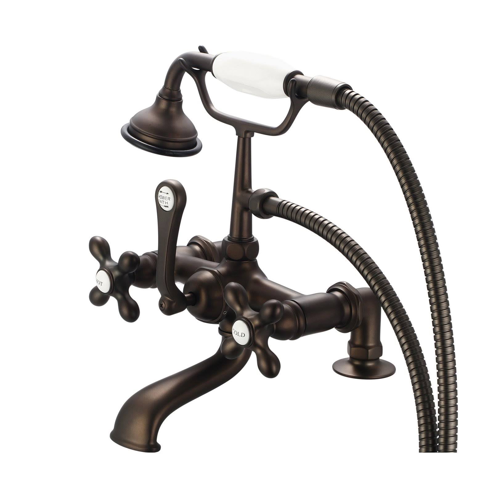 Oil-Rubbed Bronze Deck Mount Tub Faucet with Handheld Shower B27185