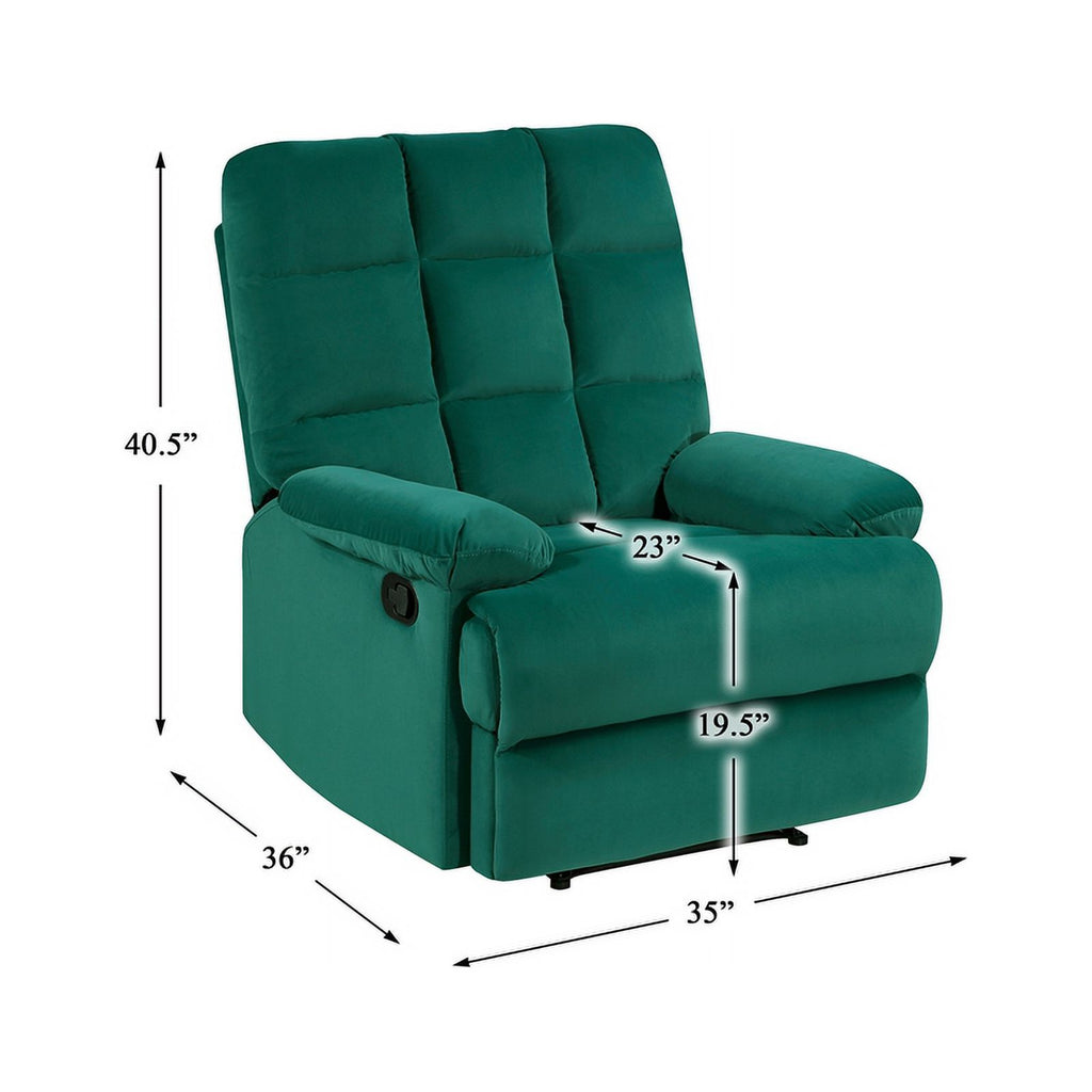 Green Velvet Manual Recliner K341683